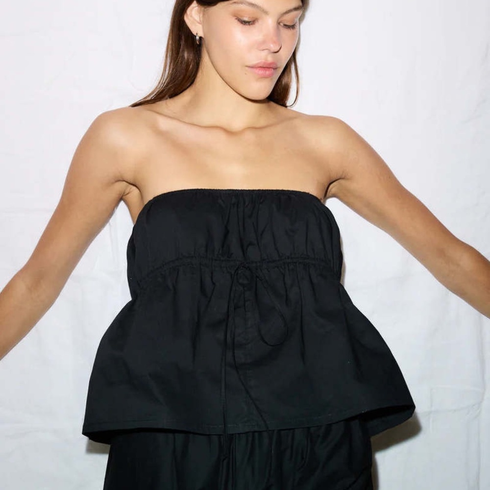 DEIJI STUDIOS The Strapless Cotton Top in Black ~ Spring Summer 2023 Size XS NWT